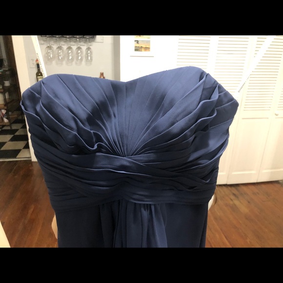 Blue Strapless Bridesmaid Dress - Picture 8 of 9